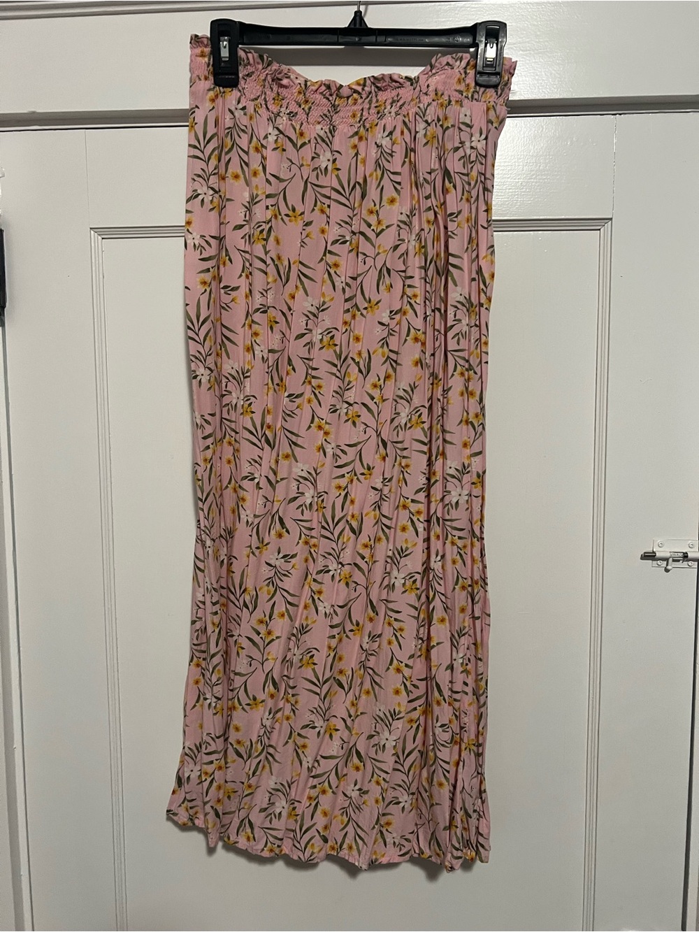 Old Navy Pink Floral Maxi Skirt with Yellow & Green Accents